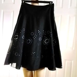 Michael Kors BLACK & White Cotton Eyelet Skirt Size 0